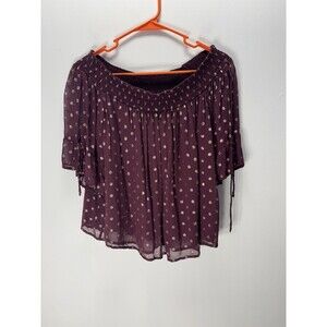 Abercrombie & Fitch Short Sleeve womens top off the shoulder red/gold Boho Large